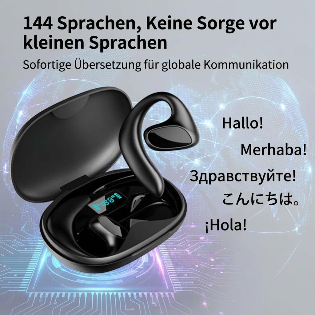 sonabuds übersetzer Original – Übersetzer Kopfhörer 144 Sprachen Echtzeit Übersetzung Mit Bluetooth Und Noise Cancelling Für Reisen Und Business Tragbar & Wiederaufladbar (Schwarz)