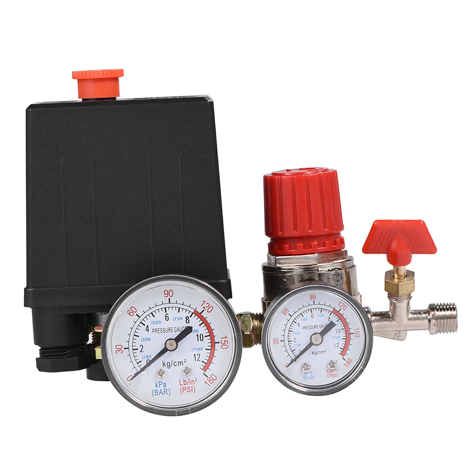 Soupape de Commande de Compresseur d'air, Soupape de Commande de Pressostat, Soupape de Régulation d'air, Régulateur avec Manomètres pour une Réduction Rapide de la Pression