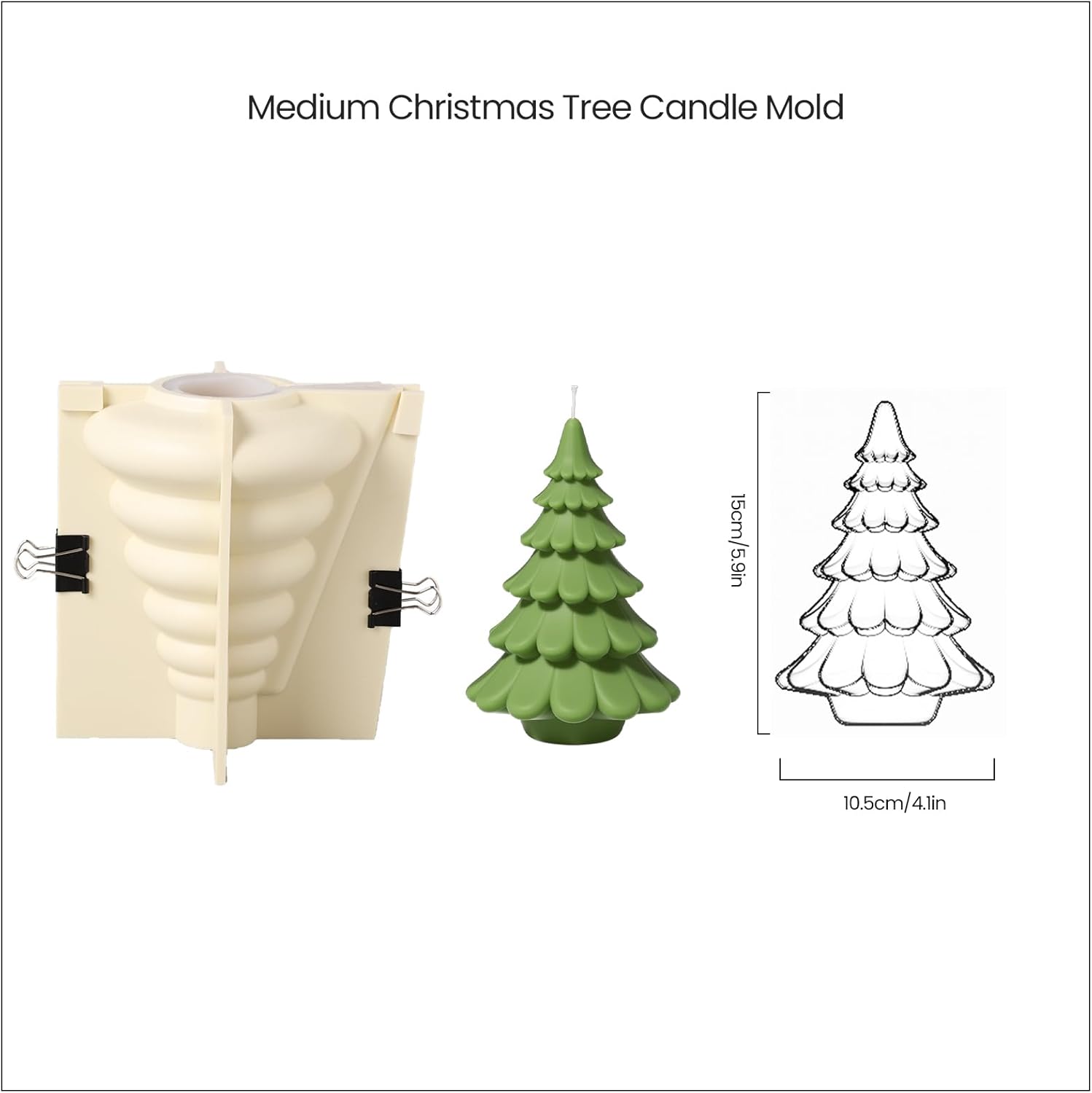 Boowan Nicole Chritsmas Tree Silicone Candle Molds for Candle Making, Silicone Candles Moulds - Handmade DIY Home Decoration Gifts for Christmas (M-LZ0652-2)