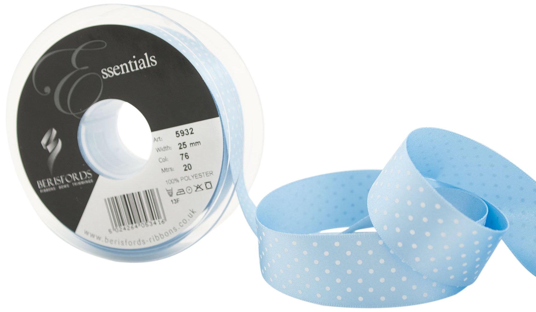 Clearance Blue Cornflower 25Mm X 20M Micro Dots Ribbon