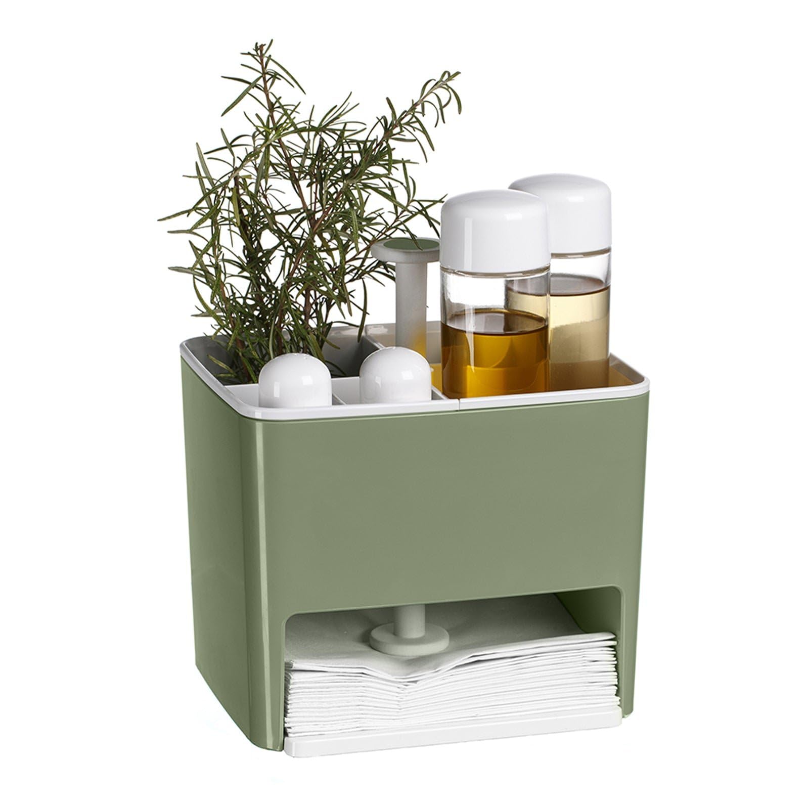 Decorpsace Porta tovaglioli Pronto-tavola con divisori per posate e bicchieri (Salvia)