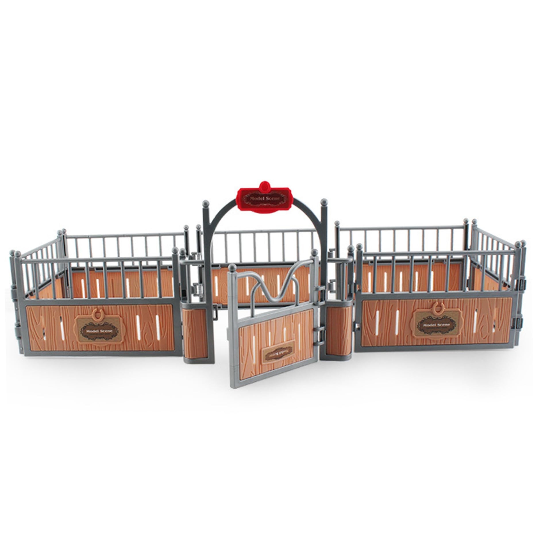 Pferd Stallset Zaun 17.3x7.9x5.9 '' Realistisches Plastik Pferdes Scheune Playset Zaun imaginär und kreatives Bildungsspielz