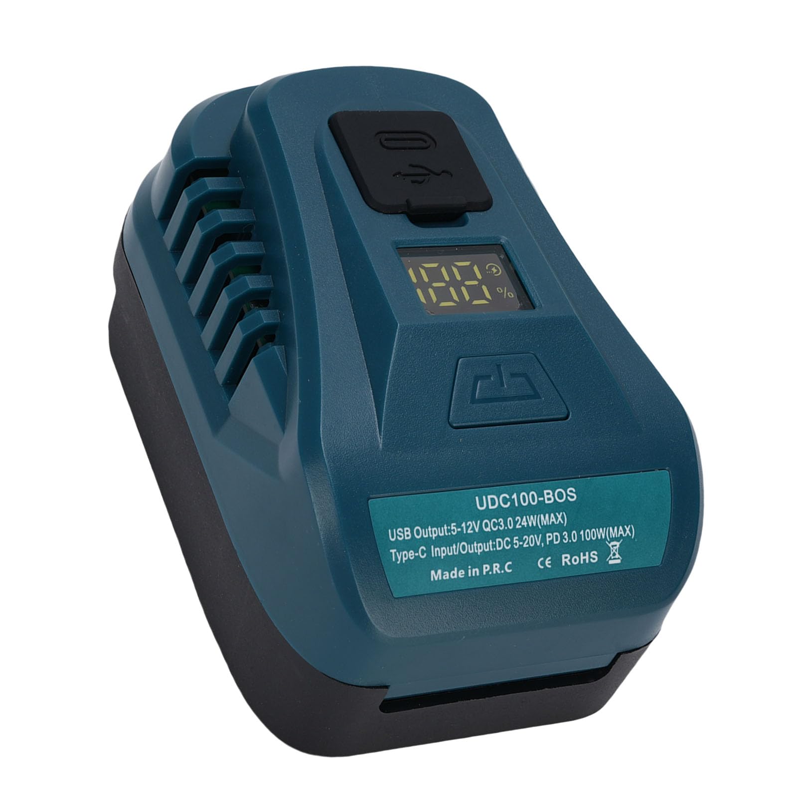 Konwerter szybkiej ładowarki 100 W z wyjściem USB typu A i typu C, wyświetlaczem mocy LED i ładowaniem dwukierunkowym, kompatybilny z akumulatorami litowo-jonowymi BAT609 BAT611