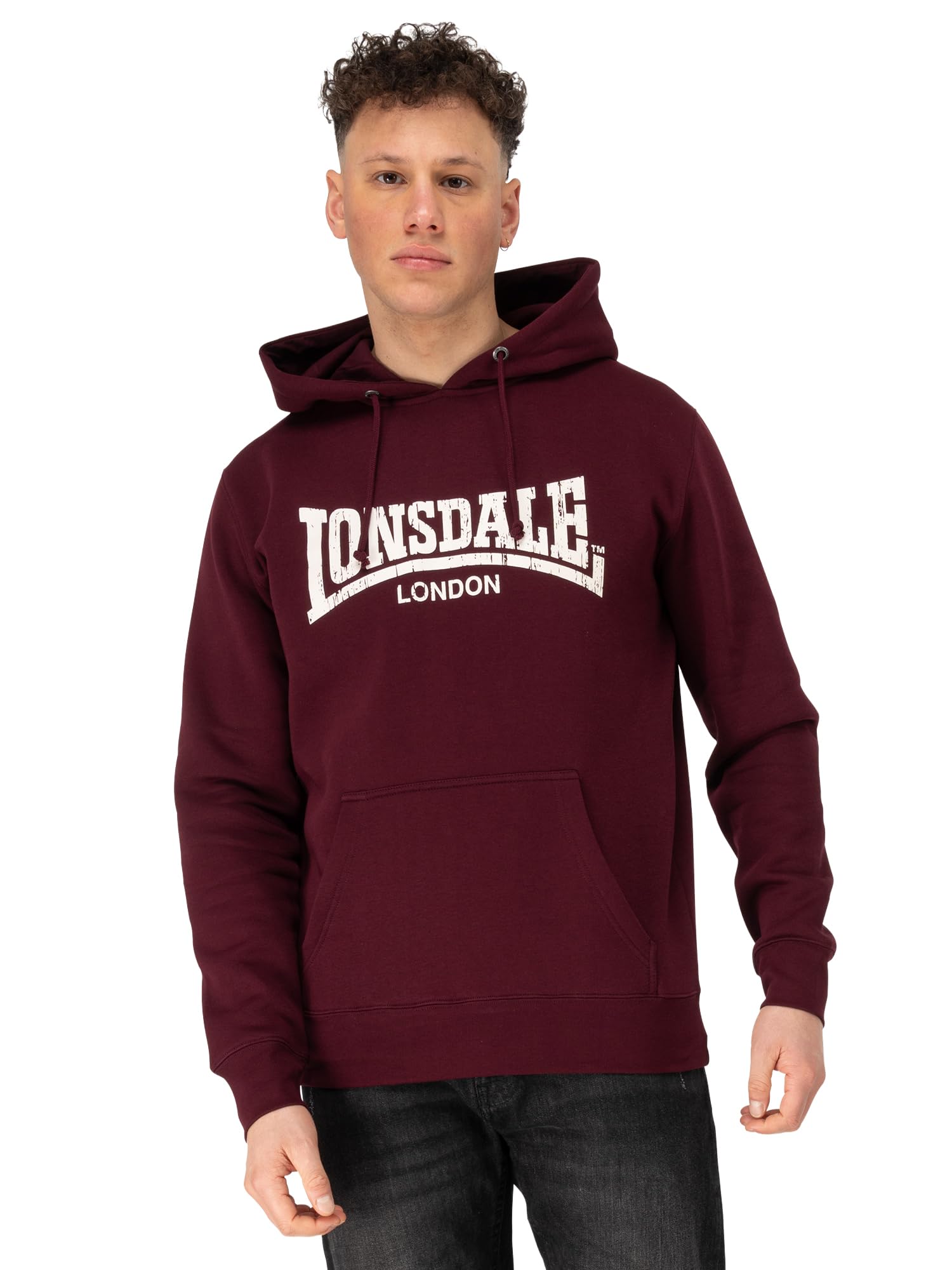 Lonsdale London Wolterton Uomo Felpa con Cappuccio Nero 60% Cotone, 40% Poliestere Regular