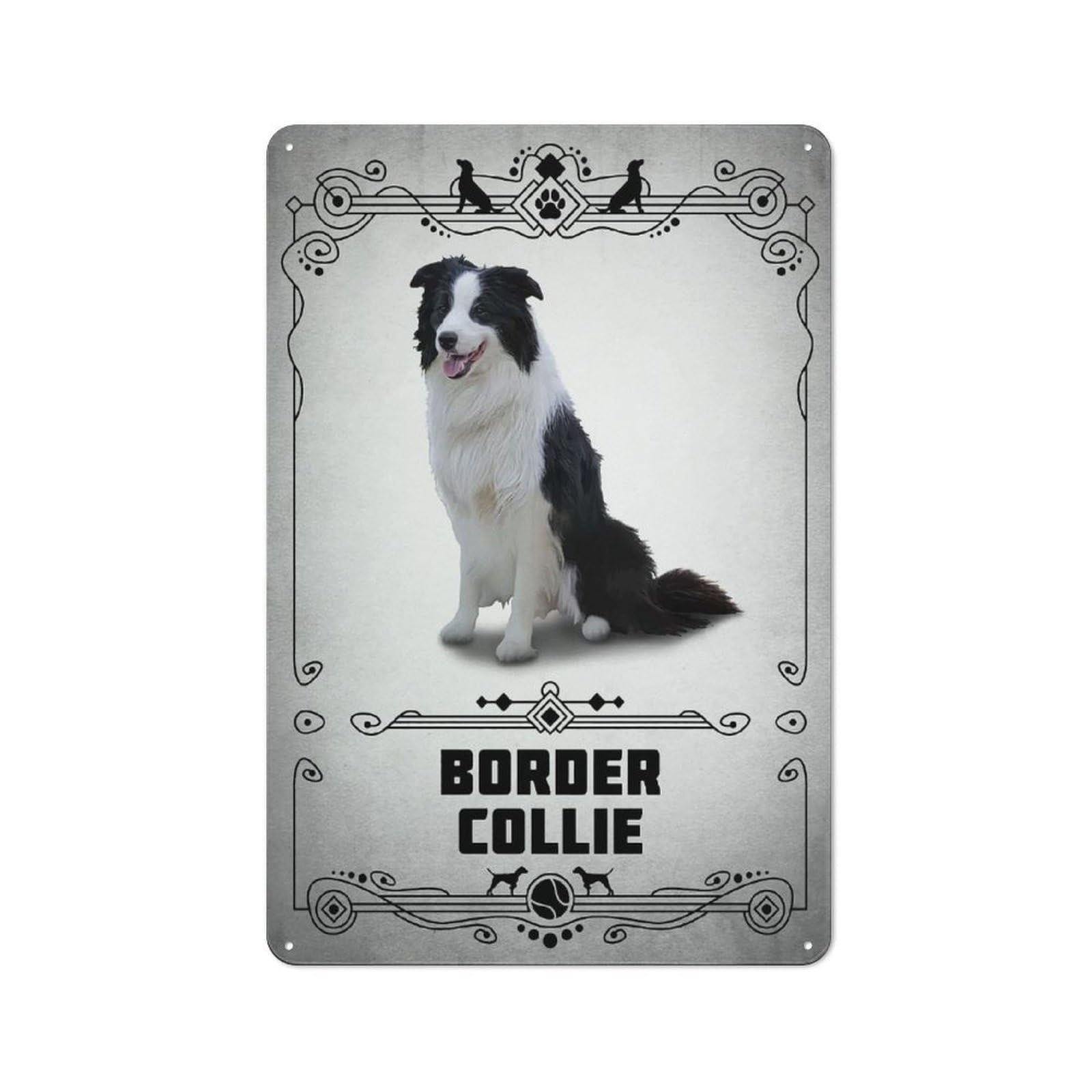 Vintage Border Collie Metal Plaque 30x20cm, Diner Style Decor for Bakery, Diner, Cafe Or Family Room