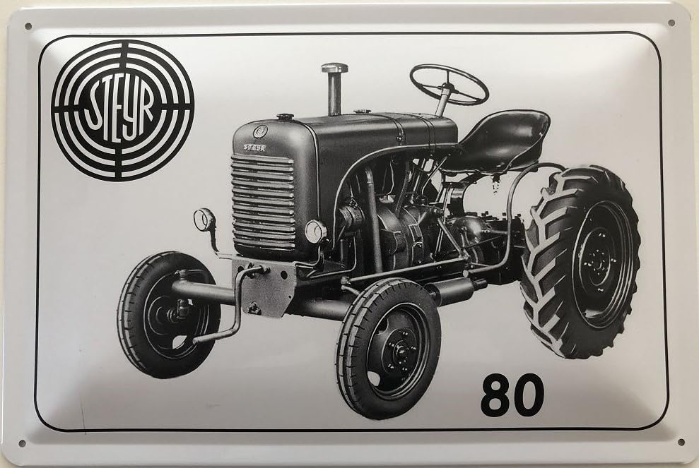 Blechschild „Steyr Diesel Traktor Typ 80/80a“ – 30x20 Cm, Mit Kordel, Hochgeprägt & Matt Lackiert