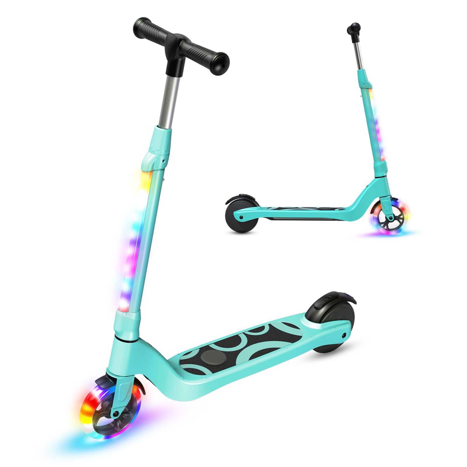 Patinete eléctrico para niños de 6 a 10 años, 5,3 Pulgadas, con Luces LED Intermitentes y 3 Alturas Ajustables, Motor 45 W, máximo 10 km/h, Carga máxima 70 kg