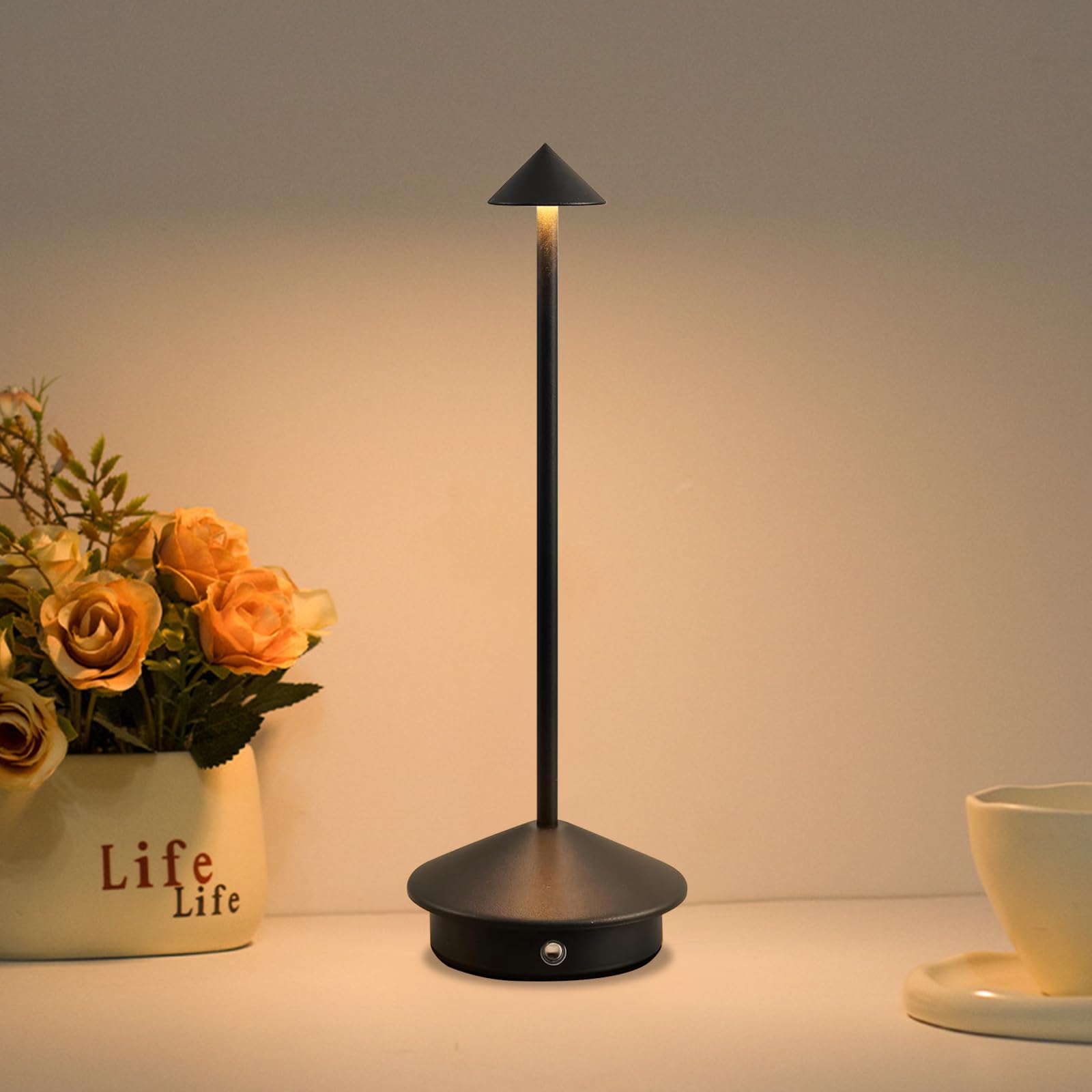 BEMMY Luminária de Mesa,Luminária Abajur Mesa Led Dimerizável Sem Fio Recarregável, Toque