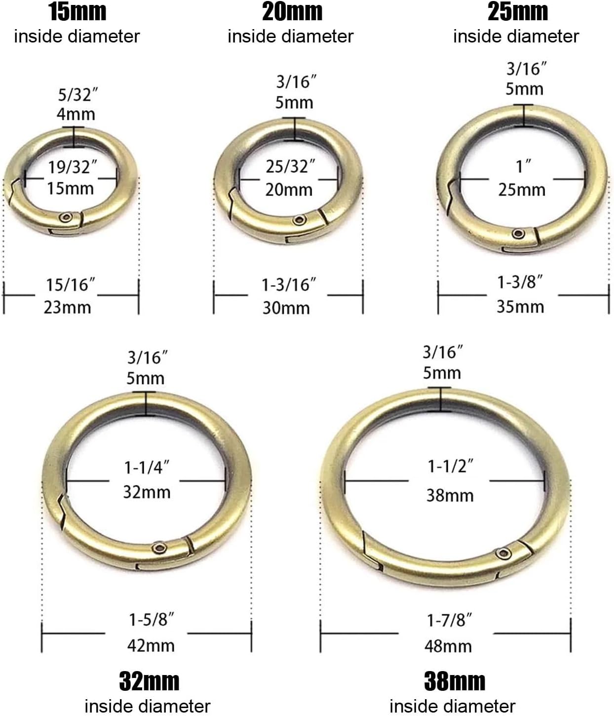 Snaps 20PCS 25mm Metal Spring Carabeaner O-Ring Shape Buckle Keyring Luggage Pendant Clasp Spring Snaps for Keychains,Fishing and Outdoor Activities(Rose Gold)