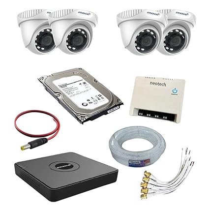 Prama 1MP Full CCTV Camera kit for Home and Office use with 5 Year Warranty (PRAMASK1MP4DOME4CHDVR1TBHD)