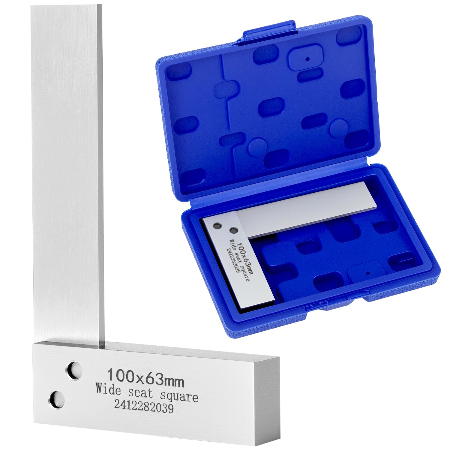QWORK® Precision Machinist Square 100x63mm (4x2.5 inch) - Engineers Square Try Square 90 Degree, Hardened Steel
