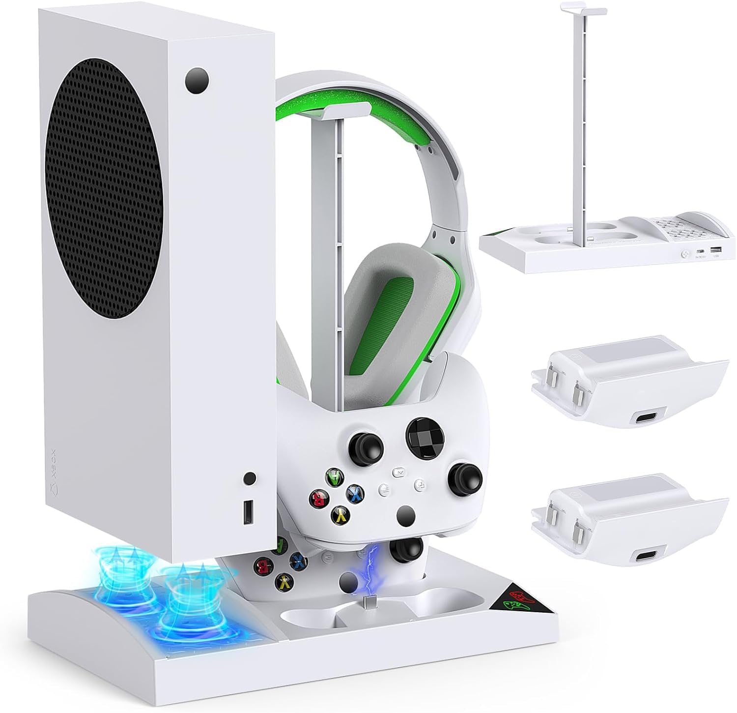 New World Cooling Fan with Charging Stand for Xbox Series S Console and Controller, Dual Charger Dock Accessories with 2 x 1400mAh Rechargeable Battery and Cover, Headphone Mount for Xbox Series S (B0D13589HB) Amazon Price History, Amazon Price Tracker