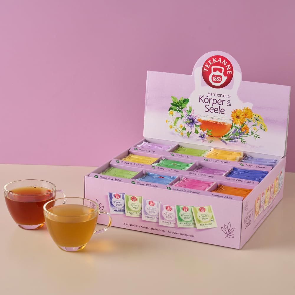 Teekanne Harmonie für Körper & Seele Wohlfühl-Collection Box 356g | 11 Sorten, 180 Beutel | Harmonische Kräuterteemischungen