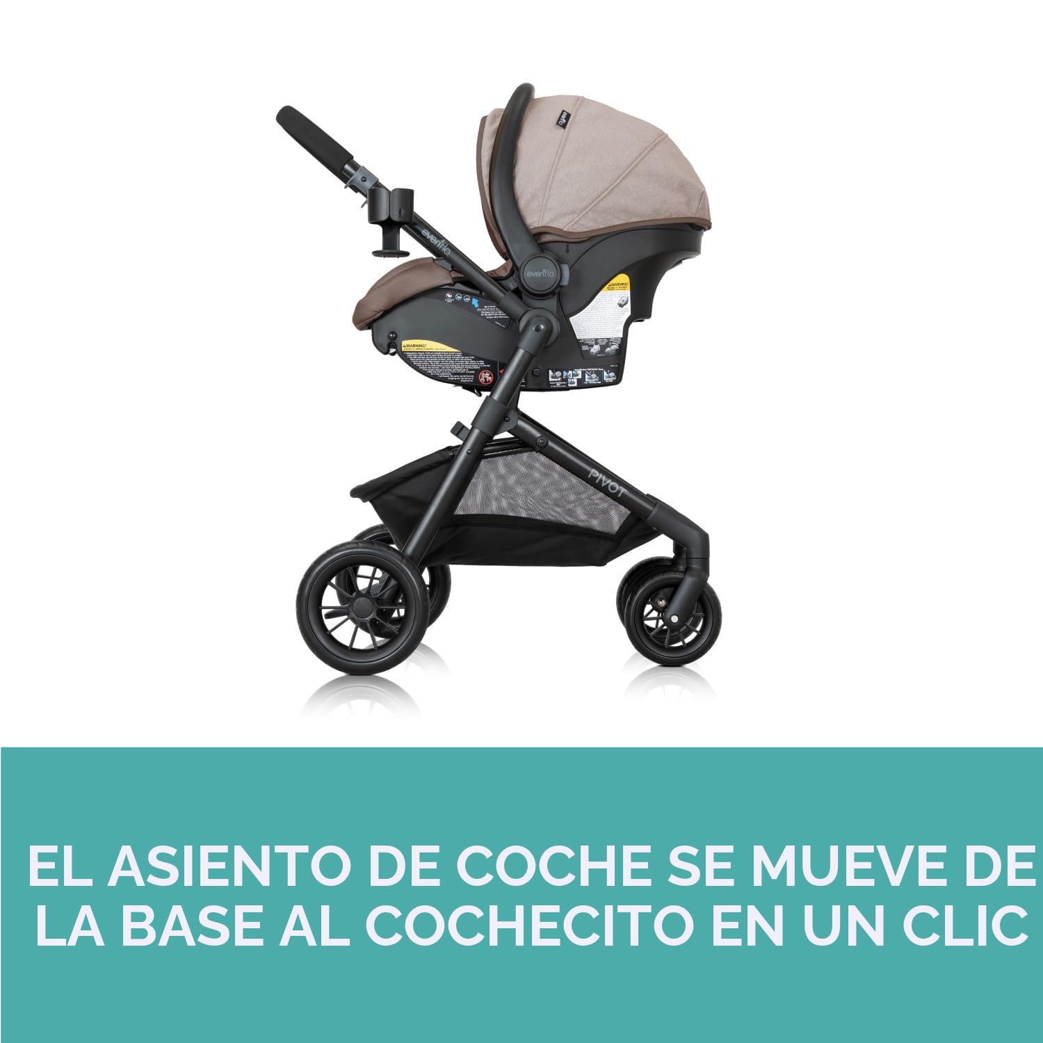 Evenflo Pivot Sistema modular de viaje con asiento de coche infantil LiteMax (Gris casual)