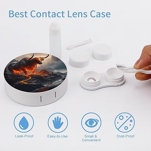 Miniatura 3 de Estuche para lentes de contacto de viaje EmberMountainBull Print Contact Cases Box con solución de espejo, aplicador de botellas, kit de