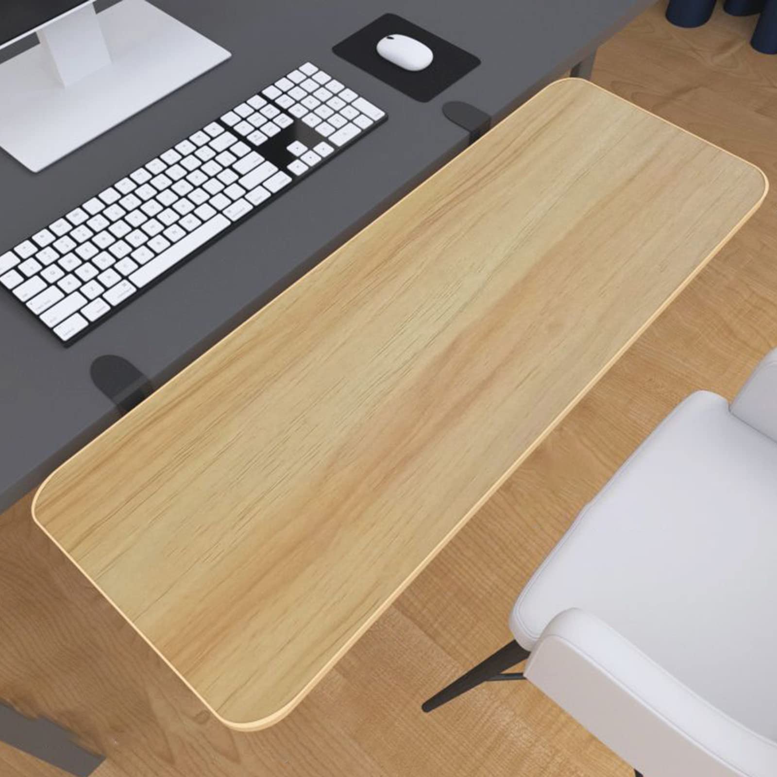 Vassoio estensibile da scrivania pieghevole con angolo di 90°, supporto ergonomico per il polso e morsetto regolabile per una maggiore efficienza dello spazio di lavoro, ideale per casa, ufficio e