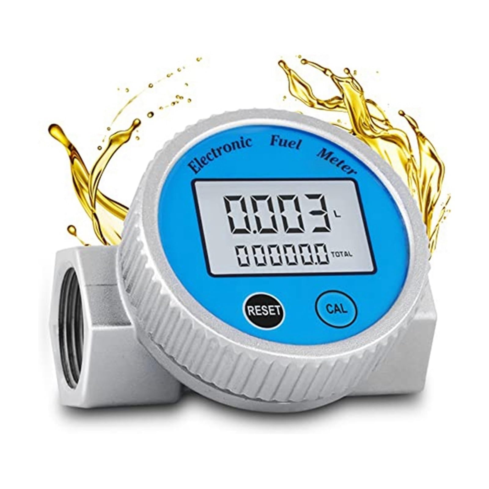 MKHJKIOII Flow Meter, Waterproof Digital Fuel Flowmeter, 2.37-26.41GPM For Water fuel Methanolkerosene Oil (1In NPT)