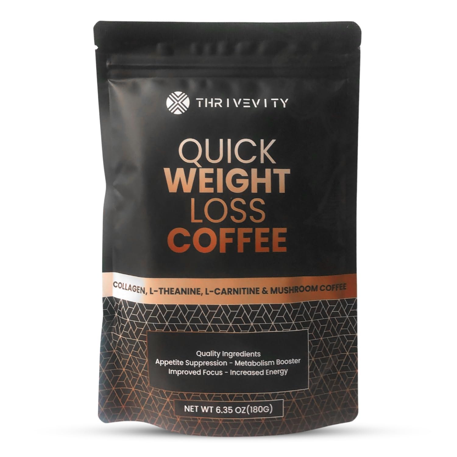 Thrivevity™ Instant Mushroom Coffee with Lion’s Mane, Reishi, Collagen, L-Carnitine, L-Theanine & Coconut – Sugar-Free, Low Acid, Keto-Friendly,