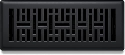 Cubierta de ventilación metálica de 2 x 12 pulgadas, acabado negro con diseño metro, rejilla decorativa de ventilación de aire HVAC de acero,