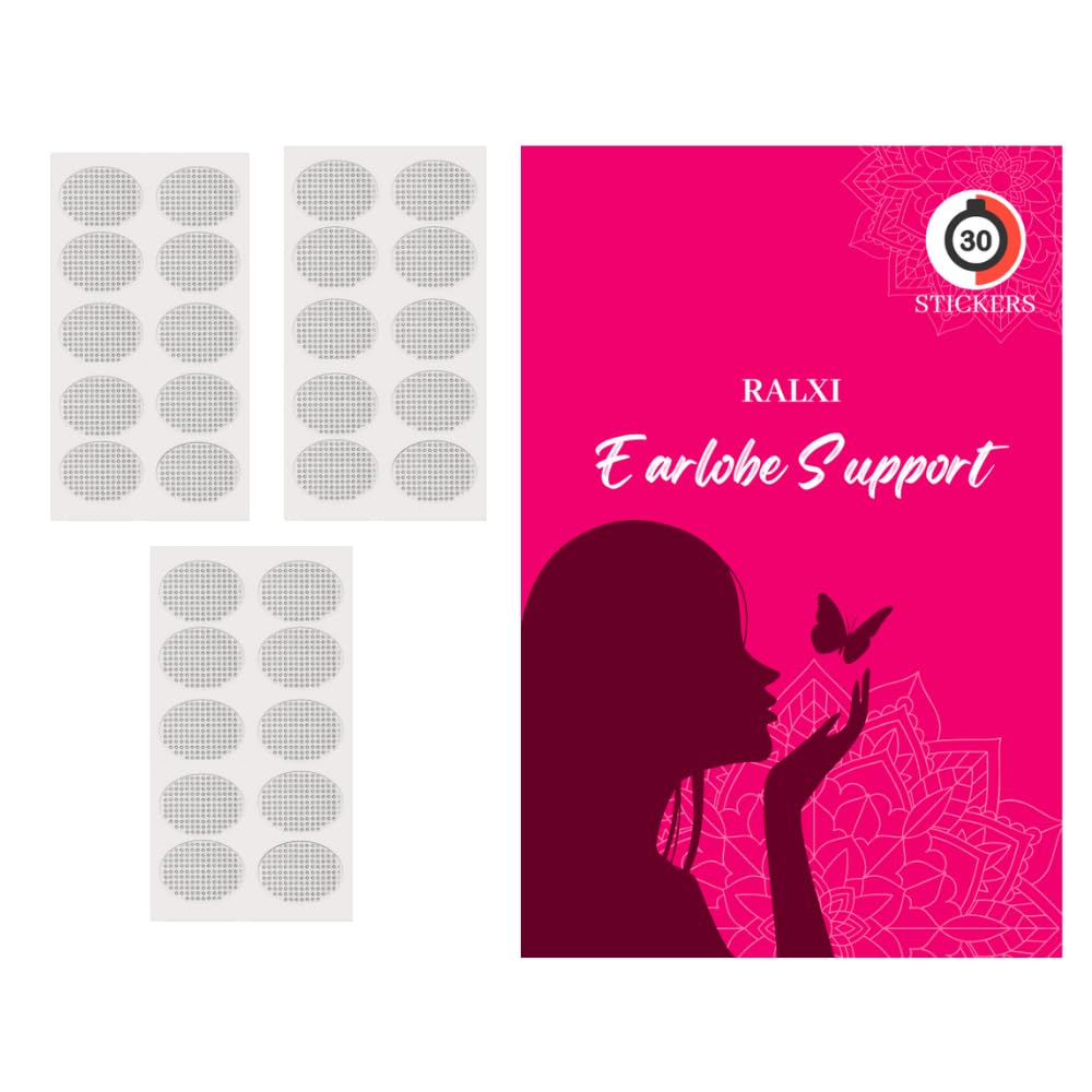 Ralxi Invisible Ear Lobe Support for Earrings | Earlobe Tapes and Stickers| earring supporter for heavy earrings| torn or Stretched Girls ear | Transparent ear tape for big hole (Pack of 30 Patches)-image-13