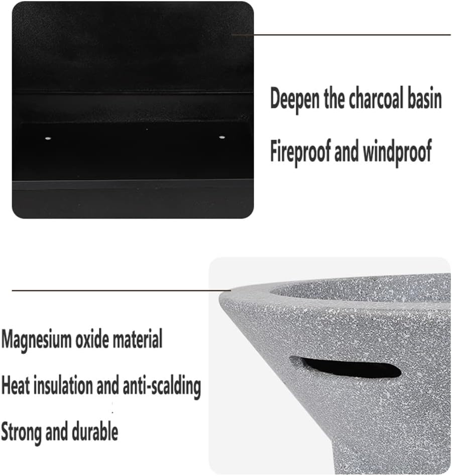 Outdoor Fire Pit Imitation Stone Fire Bowl, 39CM Garden Terrace Courtyard Outdoor Wood Burning Fire Pit, with Sparkle Screen and Outdoor Fire Pit