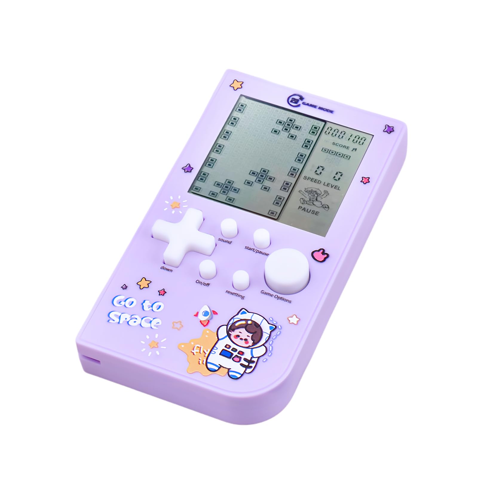 TAQY New Block Game console with 26 Game Macaron Colors Retro Game Machine Pocket Game Machine Brick Game/Racing/Tank Battle Puzzle Toy Electronic Nostalgic Handheld Device Children's Gift (Purple)