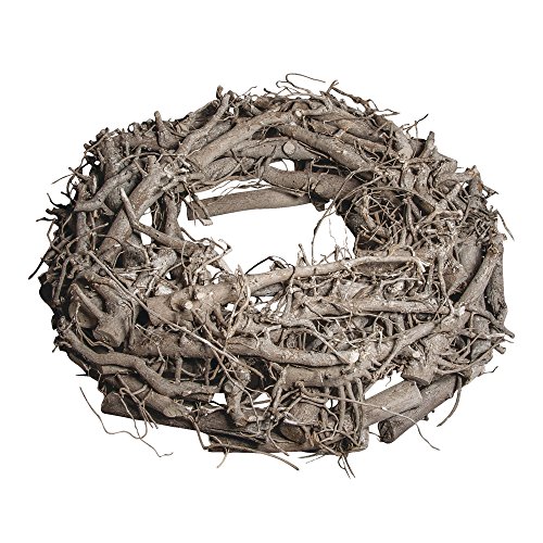 Rayher Corona de madera para decoración, lacada en blanco, 30 cm ø, estilo vintage, 65013000