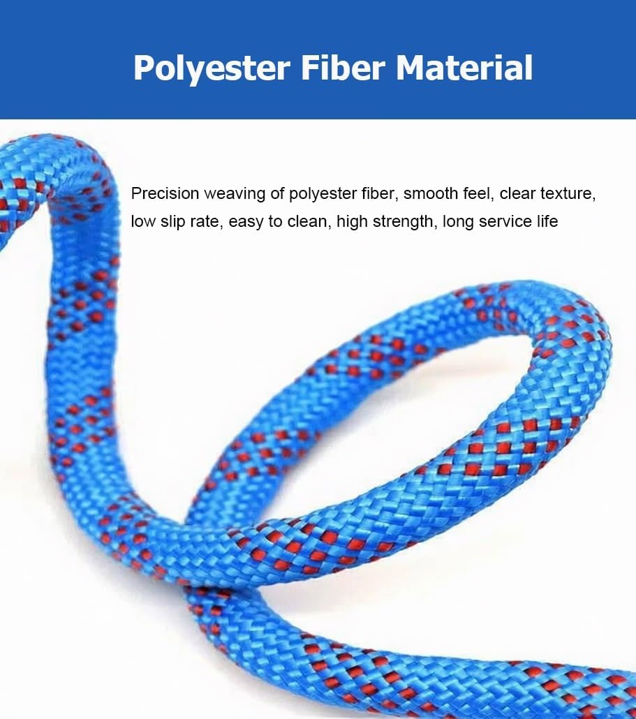 1141-14991 LBS Breaking Strength Blue Arborist Rigging Rope, 6-20MM Thickness Double Braid Polyester All-Purpose Cord for Swing Mooring Dock Anchor Clothesline(6mm,20m)