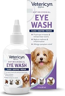 Vetericyn Plus Dog and Cat Eye Wash | Eye Drops for Dogs and Cats to Flush and Soothe Eye Irritations, Dog Tear Stain Clea...