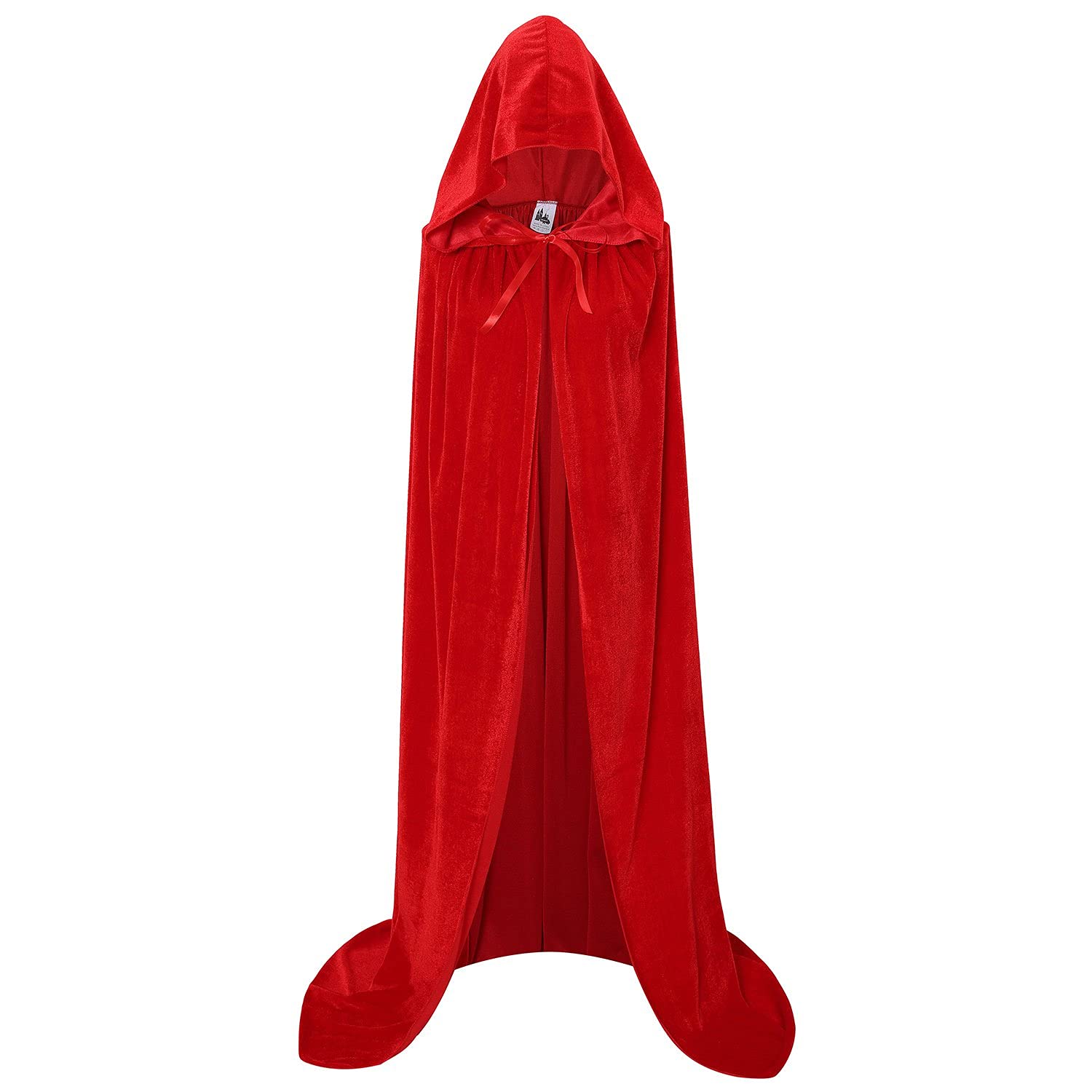 Makroyl Unisex Hooded Cloak Long Velvet Cape For Halloween Christmas Cosplay Costume (Red, Medium)