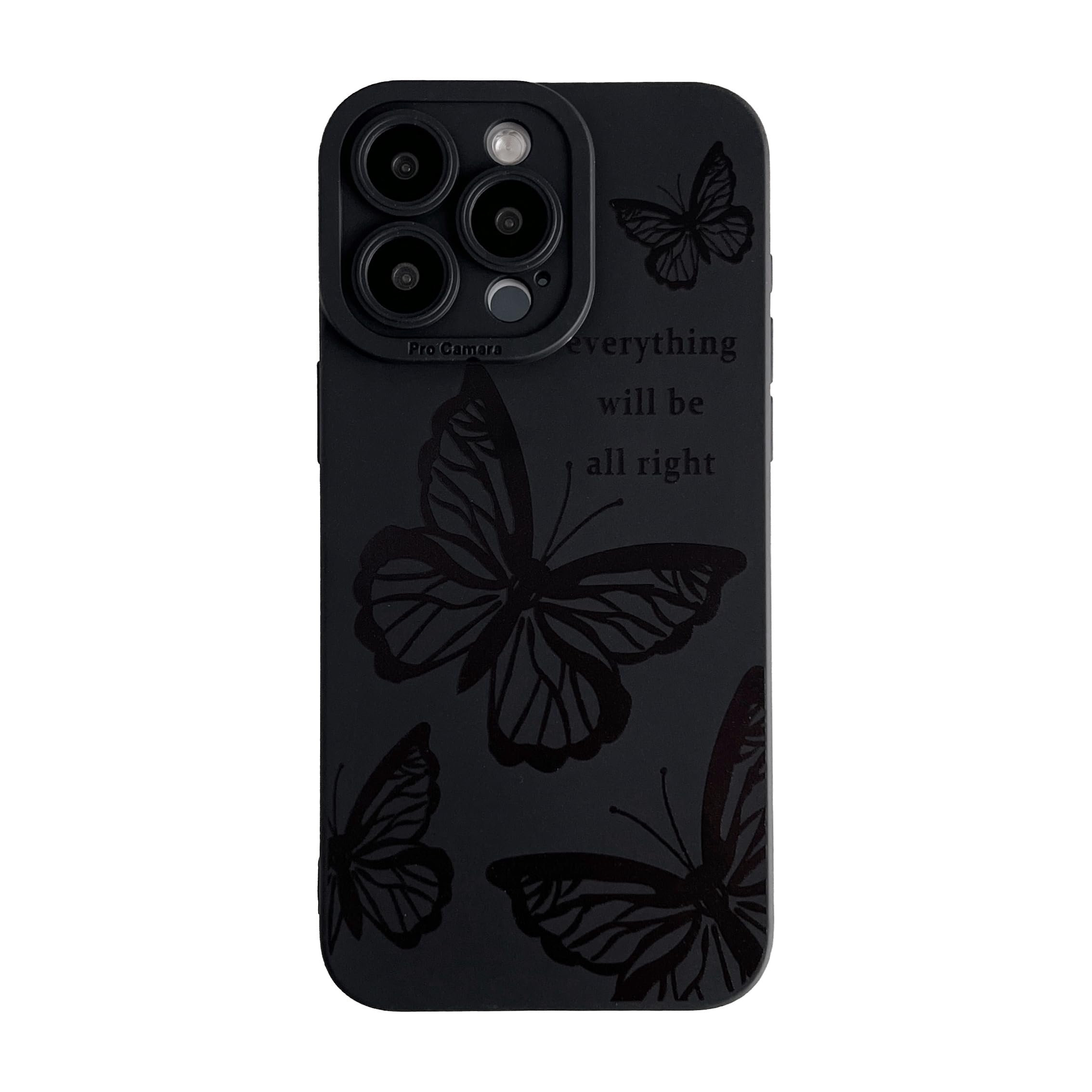 Coque souple papillon noir iPhone 14 Pro Max housse silicone protectrice