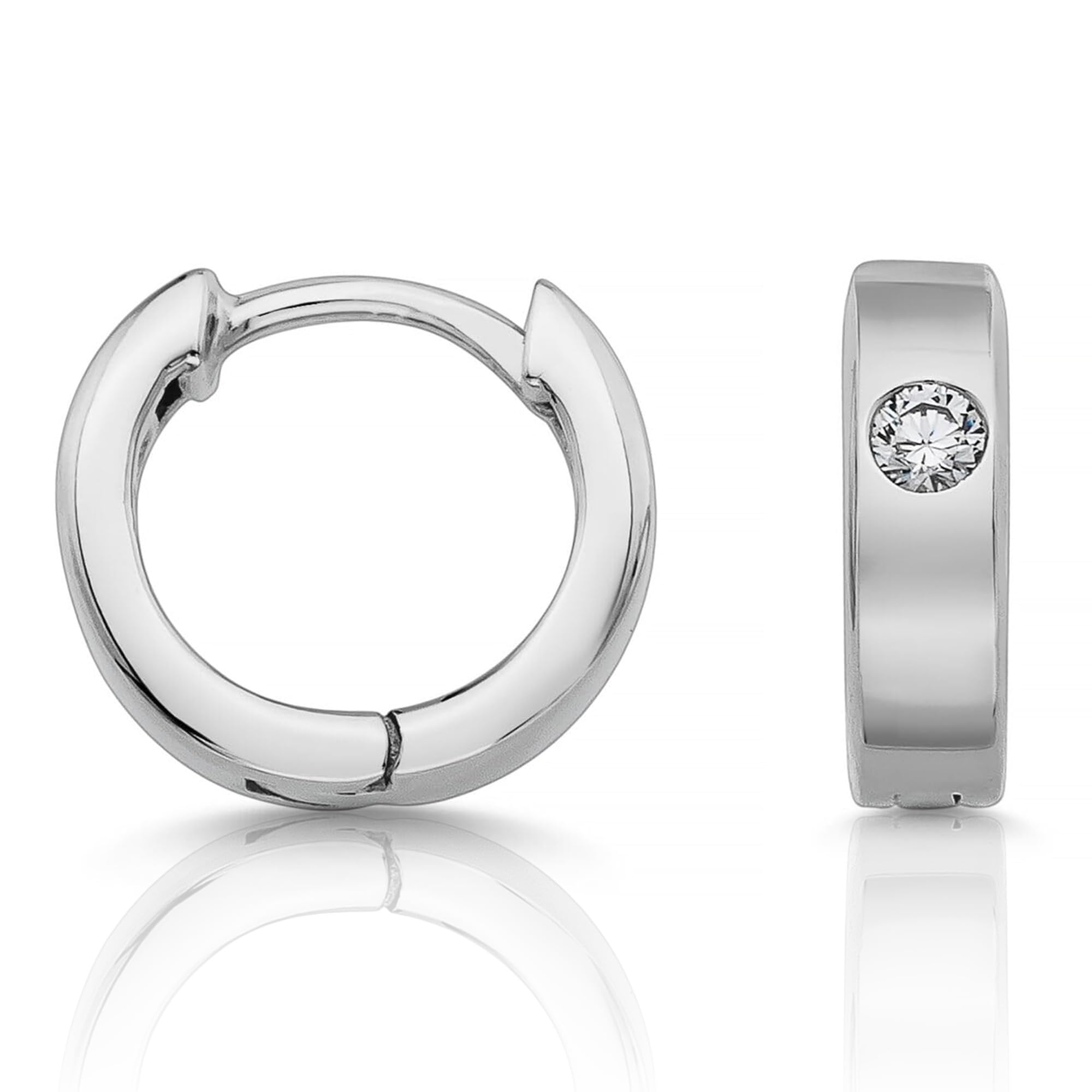 Cassini | Creolen Silber 925 Damen – Elegante Ohrringe mit großem Zirkonia Stein, hypoallergen & allergiefrei – Sterling Silber Ohrringe Creolen für Alltag & besondere Anlässe, 3CZB