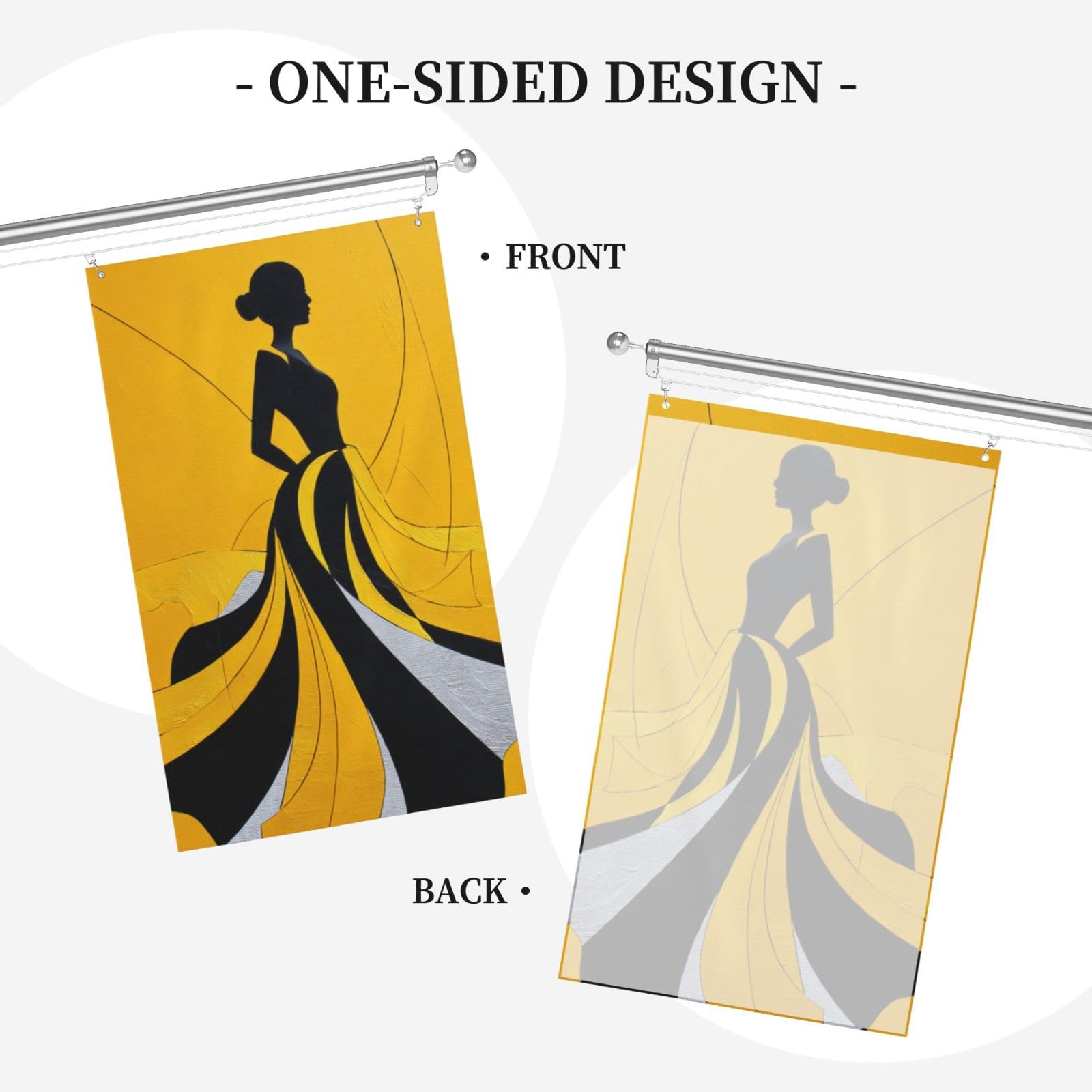 Woman Silhouette Yellow Aesthetic Yard House Flags,3x5 Ft Season Greeting Banner With Grommets Indoor Outdoor Party Home Decorations