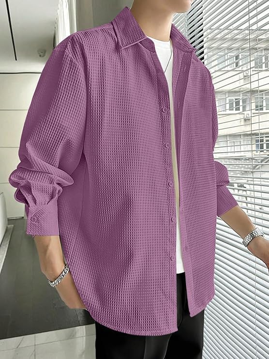 Image of GRECIILOOKS Men's Shirt | Formal Button Down - Slim Fit Office Shirt's for Men | Premiuim Textured Long Sleeve Cotton Blend | Business & Meeting Ready
