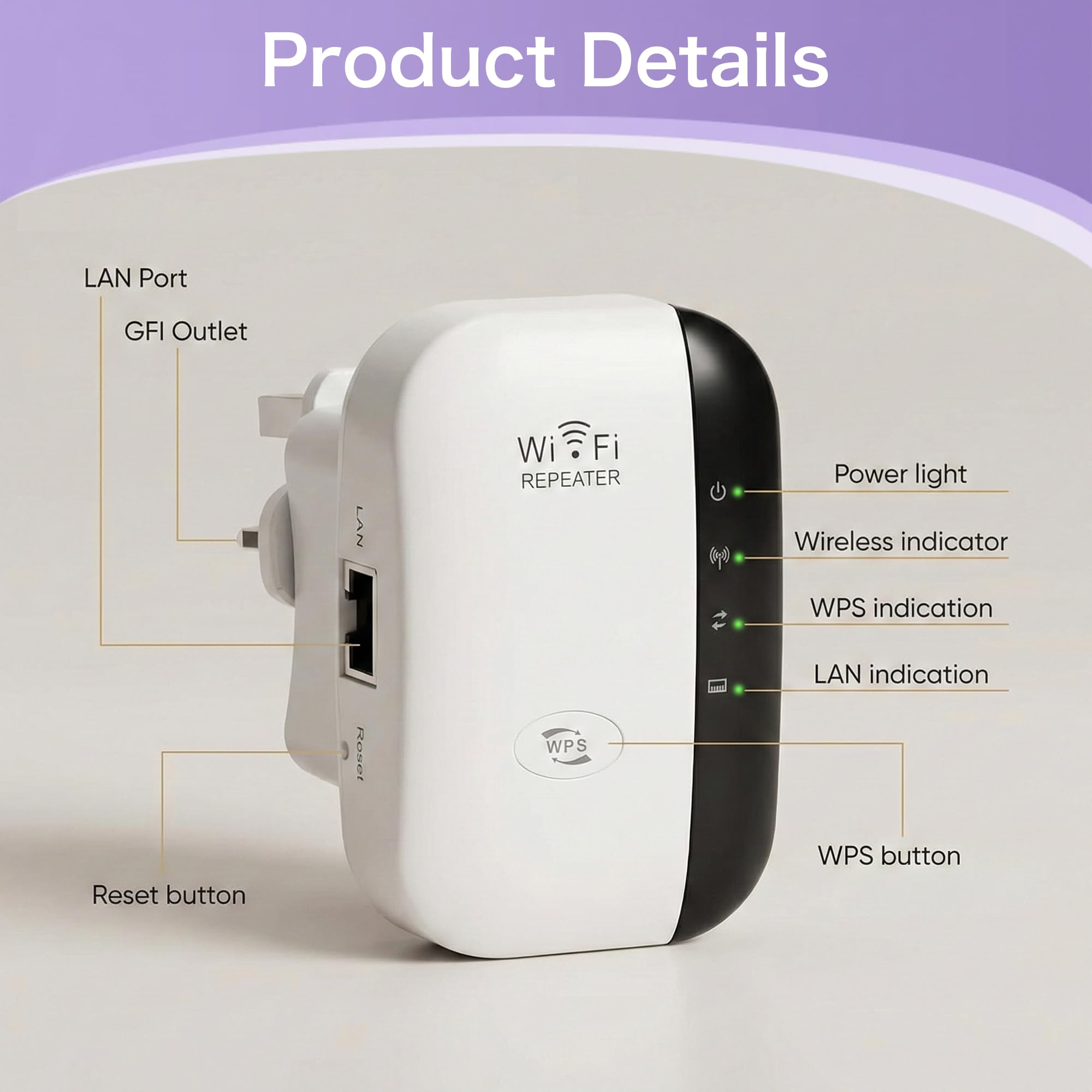 WiFi Extender Signal Booster for Home - Covers Up to 3000 Sq.Ft & 45 Devices - 300Mbps Wireless Internet Repeater with Ethernet Port, Quick Setup — view 3