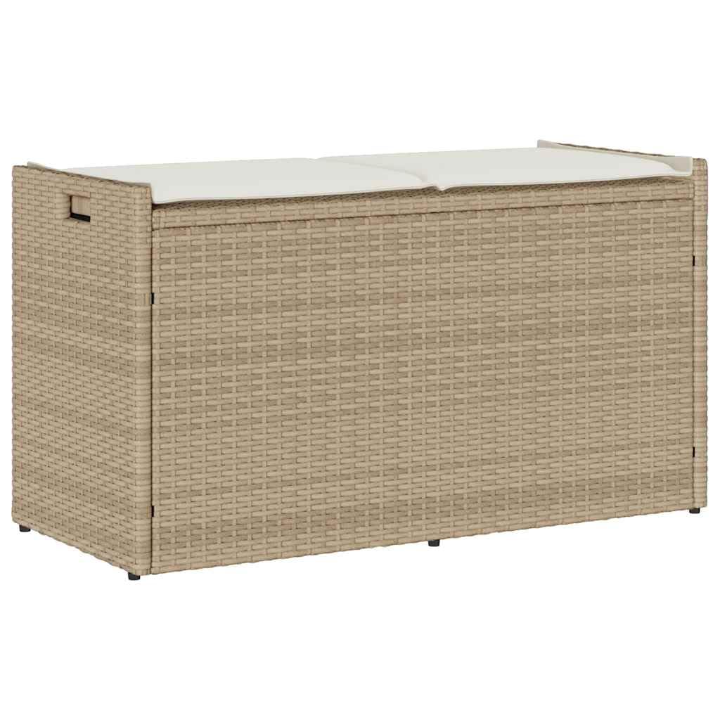 vidaXL Outdoor-Sitzbank mit Stauraum und Kissen Beige 100 cm, Gartenaufbewahrungsbank, Außenlagerbank, Außenbank mit Stauraum, Gartenaufbewahrungssitz