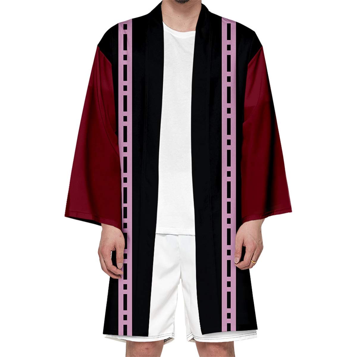 Seidarise Men's Haori, Long Kimono Cardigan Jacket Japanese Style Flying Crane Seven Sleeves Open Front Coat