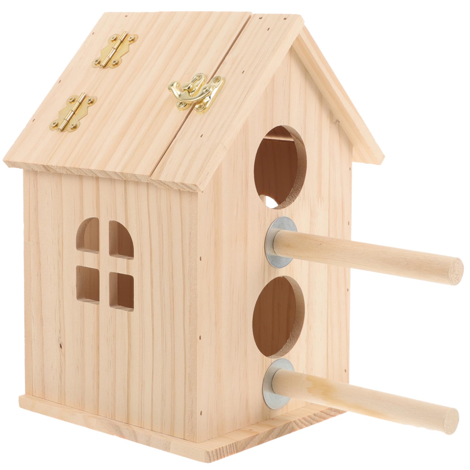 Yardwe Caja Nido de Madera para Pájaros, Nido de Cría, Caqui | Forma Circular Hueca, para Aves y Crías, Decoración Exterior, Aspecto Delicado