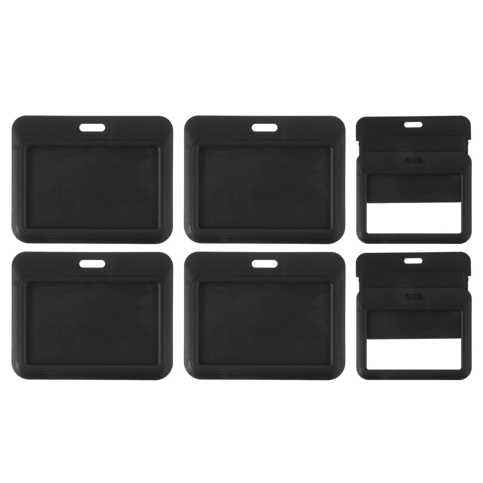 PATIKIL 6 Pack Clear Badge Holder, Plastic ID Badge Holder Clear Window Horizontal ID Protector Clips for Credit Cards Proximity Key Cards Licenses, Black — image 1