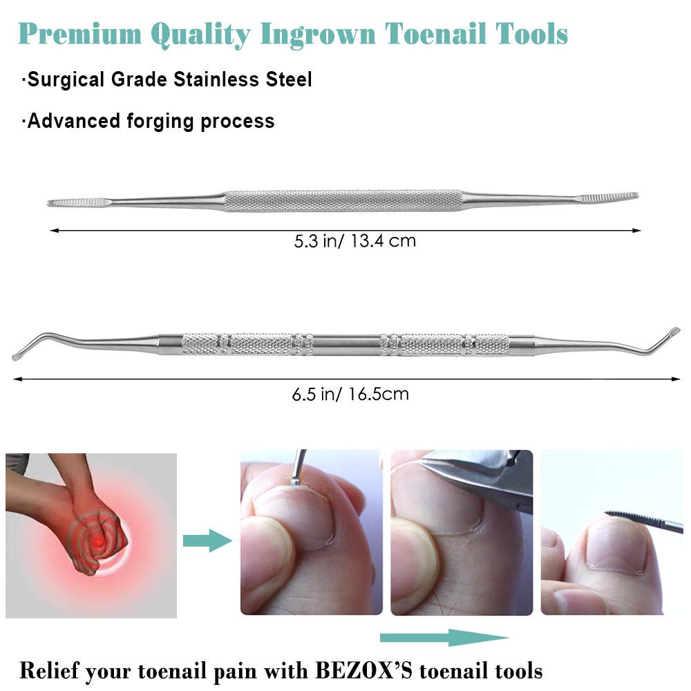 BEZOX Toe Nail Clippers with Toenail File and Toenail Lifter - Thick Nails and Ingrown Toenail Tools : Beauty & Personal Care