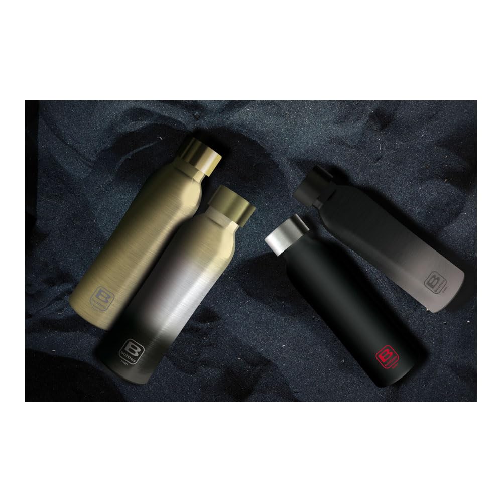 Bugatti B Bottles Twin Bouteille Isotherme Garde Les liquides Chauds Pendant 12h Froid Pendant 24h la Glace Pendant 36h Bouteille Acier Inoxydable 18/10 écologique (Black, 500)