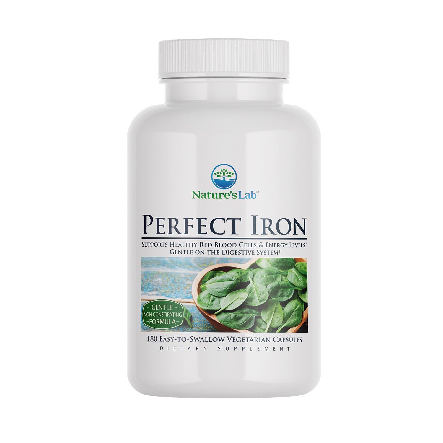 Perfect Iron 25mg Dietary Supplement - Gentle Non-Constipating Formula - Supports Healthy Red Blood Cells & Energy Levels - 180 Capsules (6 Month Supply)