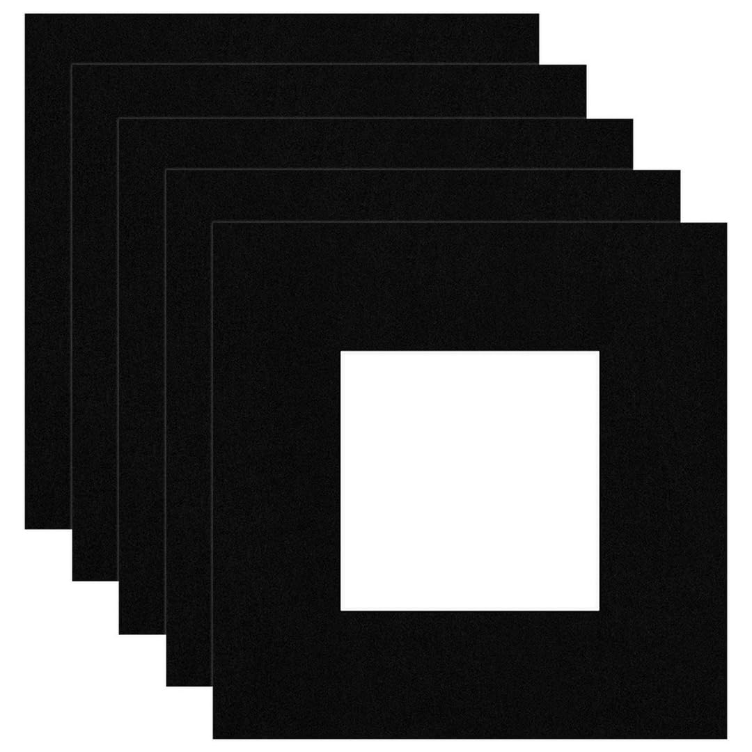 Procut Global 10x10" Black Picture Mounts Board to Fit 5x5" Aperture Size - Photo Mount Card Ideal for Prints, Artwork, Crafts & Certificates - Sizes & Colors Available - Pack of 5 โ image 1
