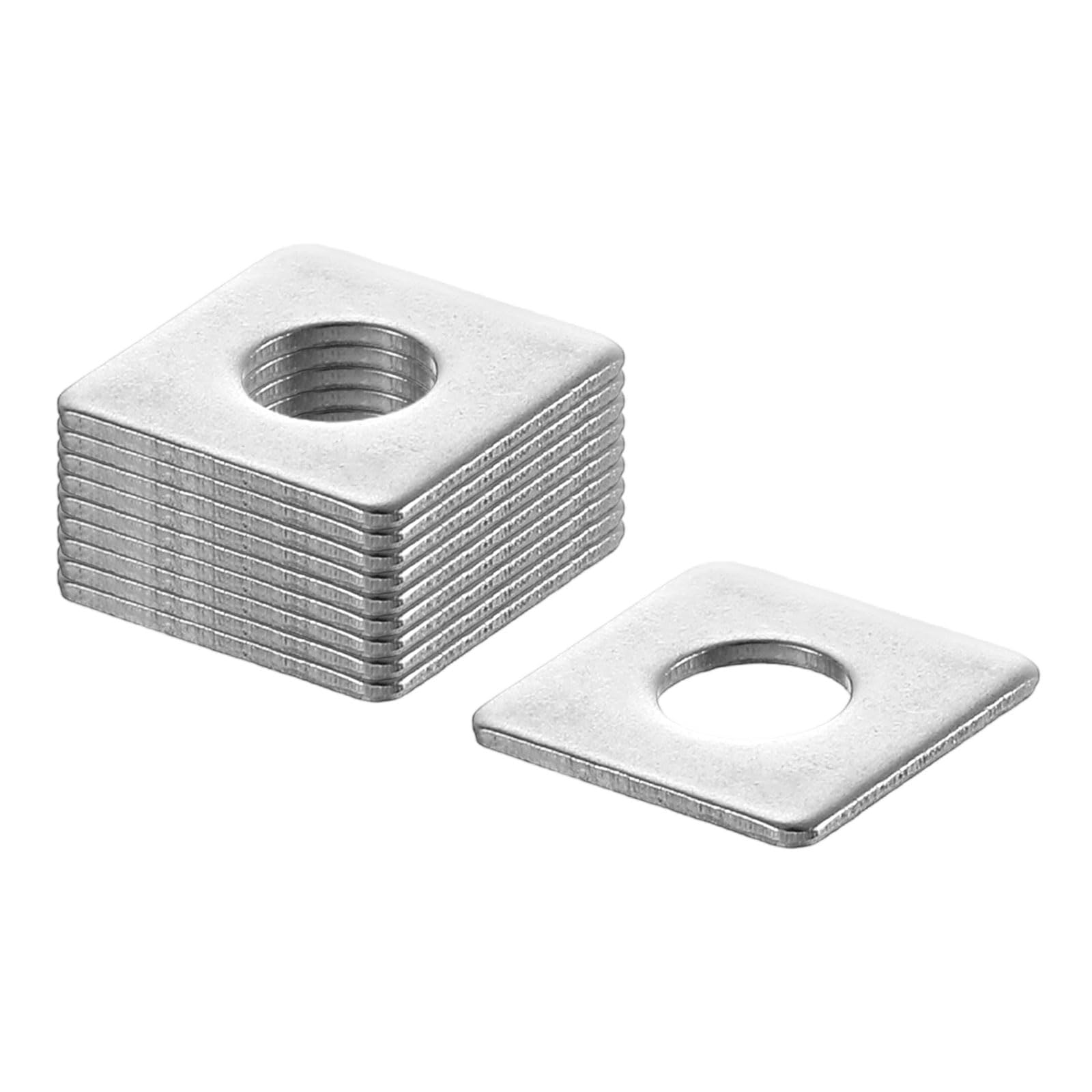 QUARKZMAN 100 sztuk podkładek kwadratowych M5 x 12 x 12 x 1 mm, 304 podkładki uszczelniające ze stali nierdzewnej, srebrne, białe, kwadratowe, płaskie podkładki do śrub, nakrętek, prętów gwintowanych