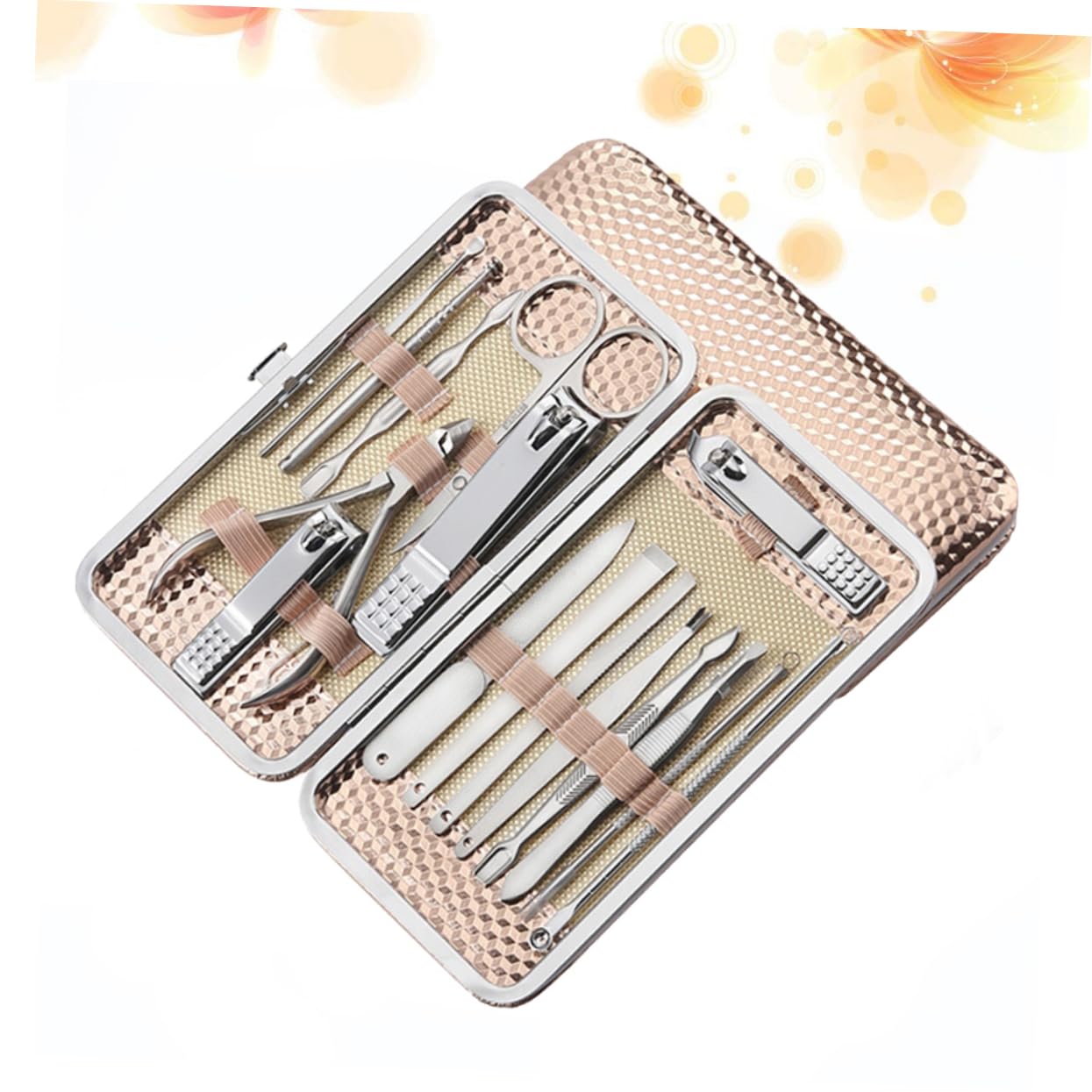 SOESFOUFU Stainless Steel Nail Art Tools Set 16-piece Manicure Toenail Kit Cuticle Nipper Pusher and Trimmer Perfect for Salon or Home