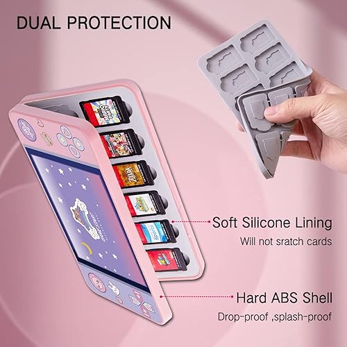 Vista 76 de PERFECTSIGHT 48 Switch Game Card Case for Nintendo Switch OLED Switch Lite, Cute 48 Game Holder Cartridge Case for Game Cards and SD Cards, Kawaii