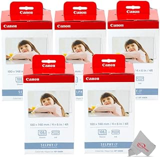 Canon KP-108IN Color XZLzaQ Ink and 4 x 6 Paper Set, 108 Count (Pack of 5)