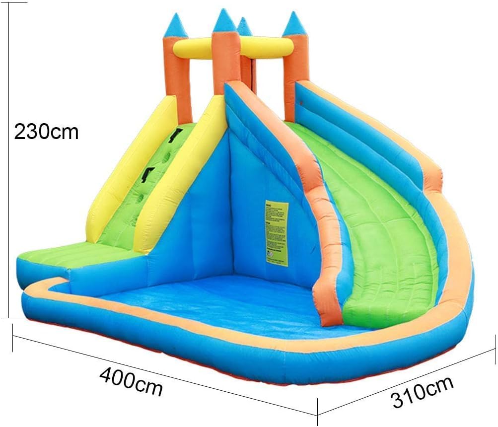 Castillo Inflable con Ventilador Estático, Tobogán, Muro De Escalada, Trampolín, Parque Acuático Infantil, Piscina Infantil, Ideal para Niños.
