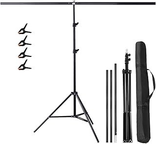 Selens T-Shape Background Backdrop Support Stand Kit, 6.5ftx6.5ft/2Mx2M Backdrop Support Stand System with Carrying Bag & Clips for Muslin Vinyl Background, Photo and Video Studio