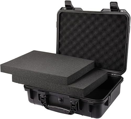 Estuche rígido impermeable con inserto de espuma personalizable DIY 17 x 14 x 8 pulgadas (negro)